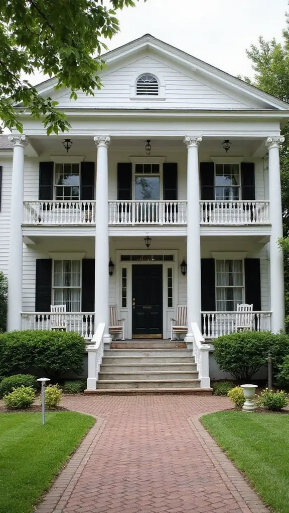 41 House with Wrap Around Porch Designs That Feel Timeless - 6. Timeless Colonial Design