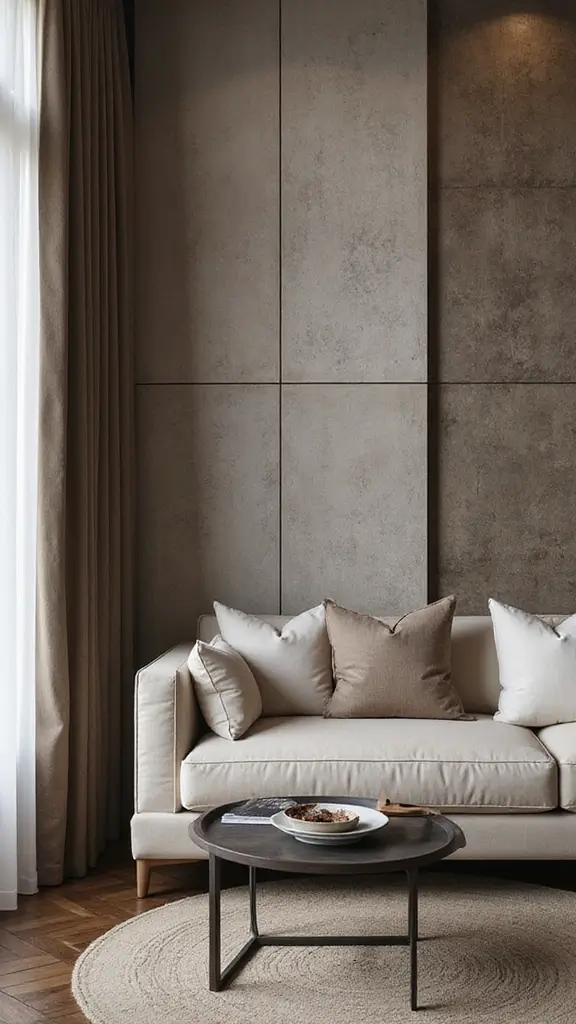 41 Modern Luxury Living Room Interior Design That Feels Effortless - 16. Textured Wall Panels