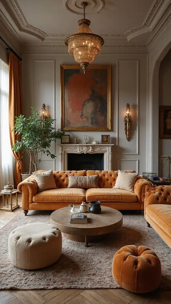 41 Modern Luxury Living Room Interior Design That Feels Effortless - 19. Warm Metallic Accents