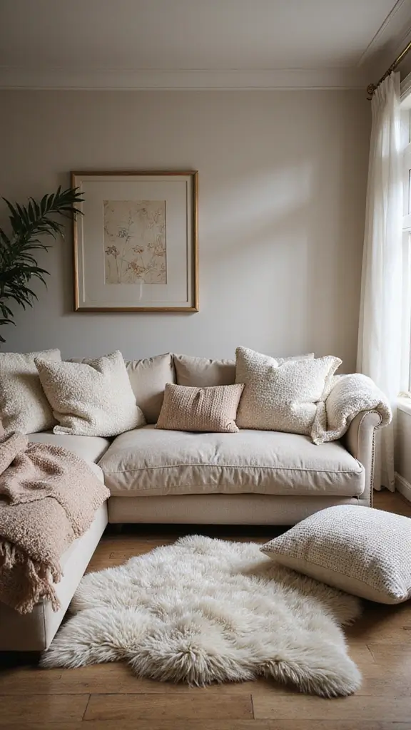 41 Modern Luxury Living Room Interior Design That Feels Effortless - 27. Soft, Cozy Textiles