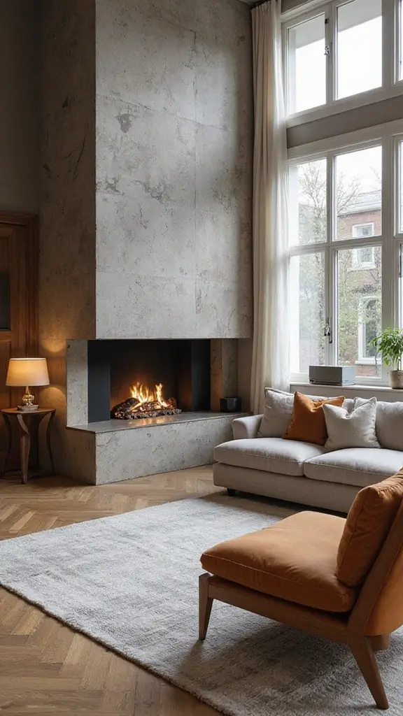 41 Modern Luxury Living Room Interior Design That Feels Effortless - 36. Statement Fireplaces