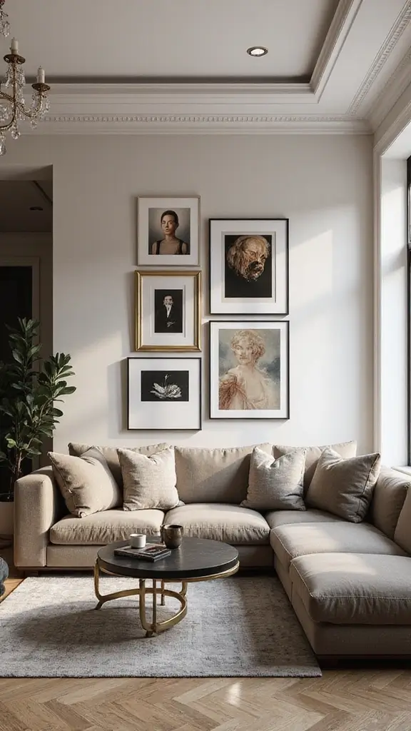 41 Modern Luxury Living Room Interior Design That Feels Effortless - 8. Artistic Wall Decor