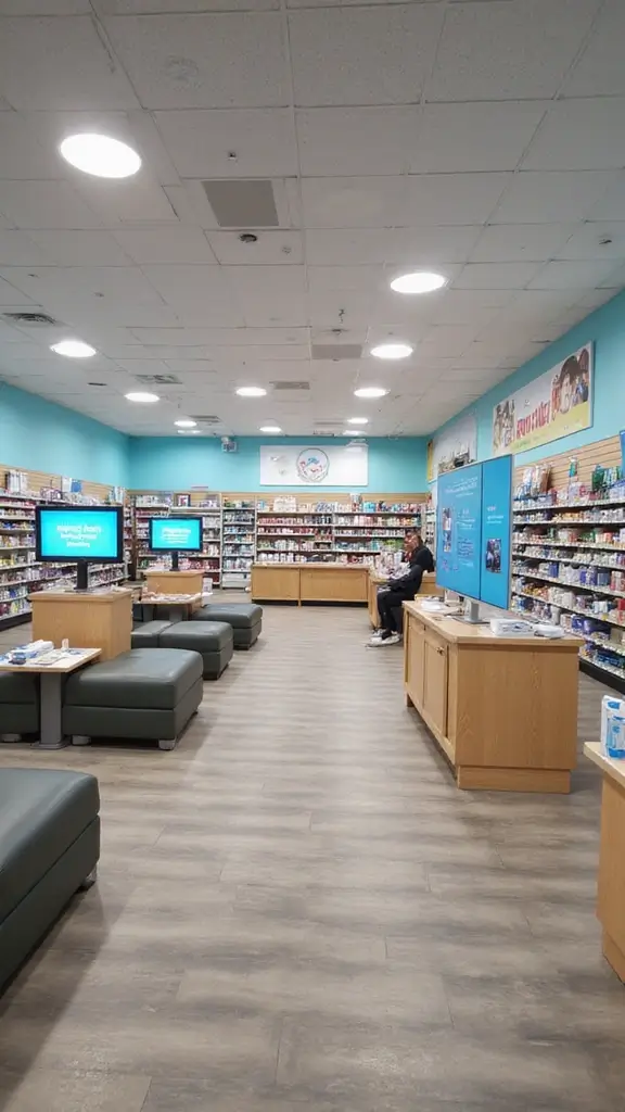 41 Pharmacy Design Interior Modern Concepts That Attract Customers - 9. Interactive Wellness Zones