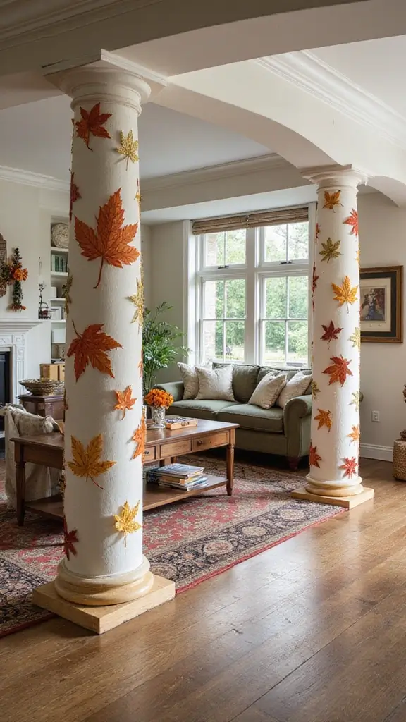 41 Pillar Design Interior Modern Styles That Add Drama - 30. Seasonal Pillar Decor