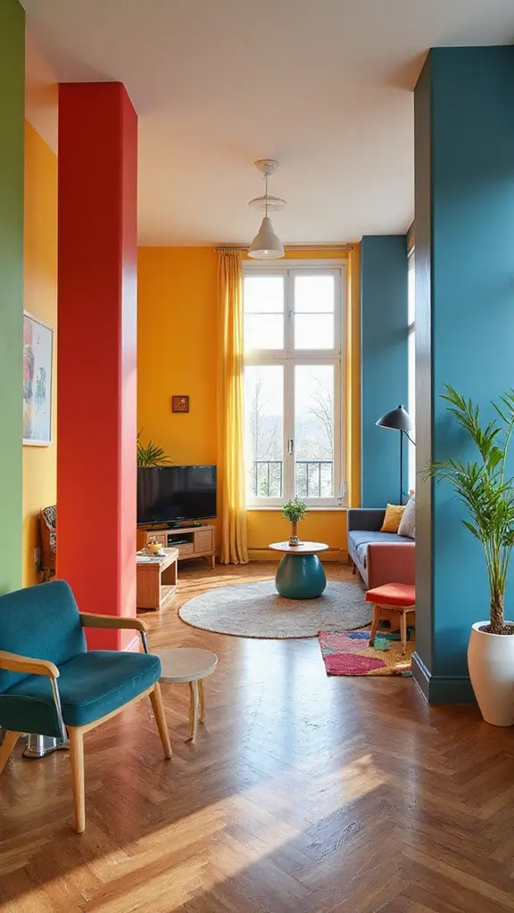 41 Pillar Design Interior Modern Styles That Add Drama - 4. Bold Colored Pillars