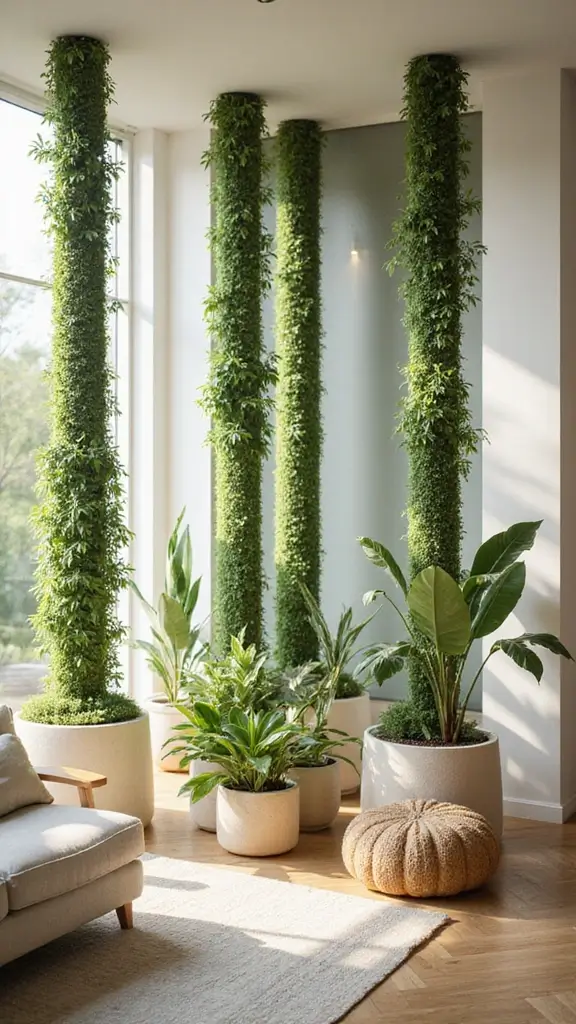 41 Pillar Design Interior Modern Styles That Add Drama - 40. Biophilic Design Pillars