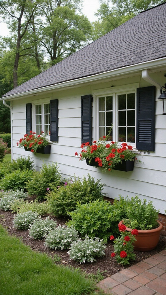 41 Ranch Home Exterior Makeover Ideas That Wow - 20. Window Boxes brimming with Flowers