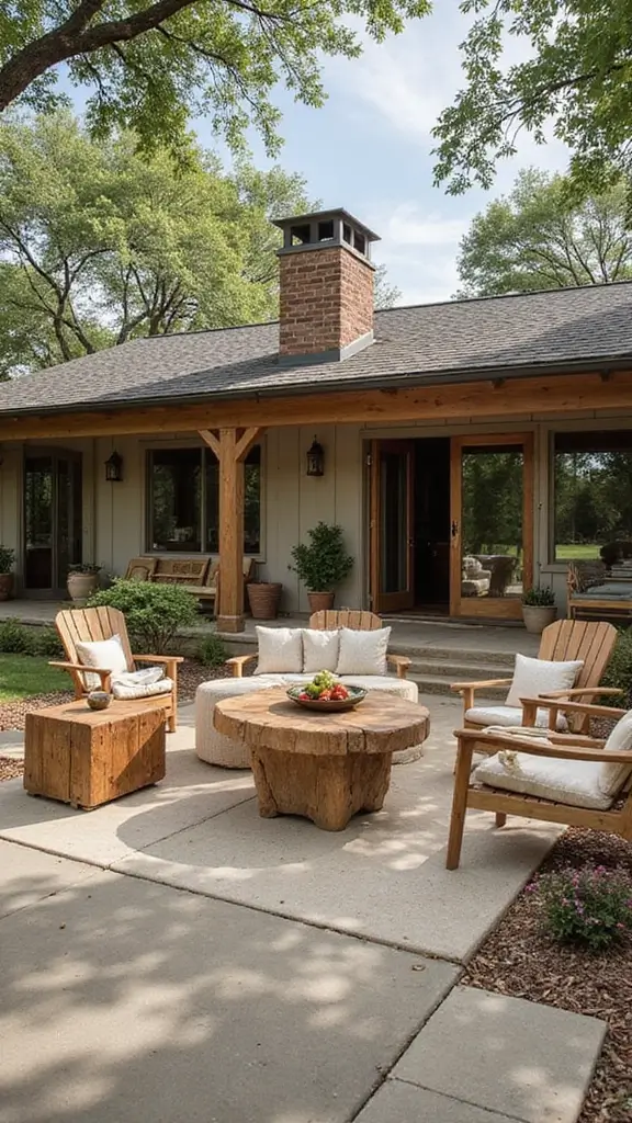 41 Ranch Home Exterior Makeover Ideas That Wow - 32. Eco-Friendly Outdoor Furniture