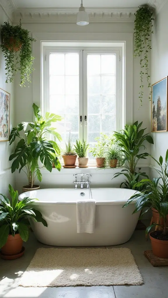 41 Small Bathroom Remodel with Tub Ideas That Save Space - 24. Indoor Plants