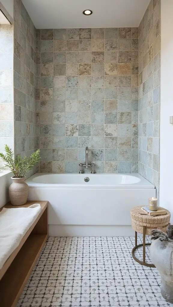 41 Small Bathroom Remodel with Tub Ideas That Save Space - 25. Unique Tile Patterns