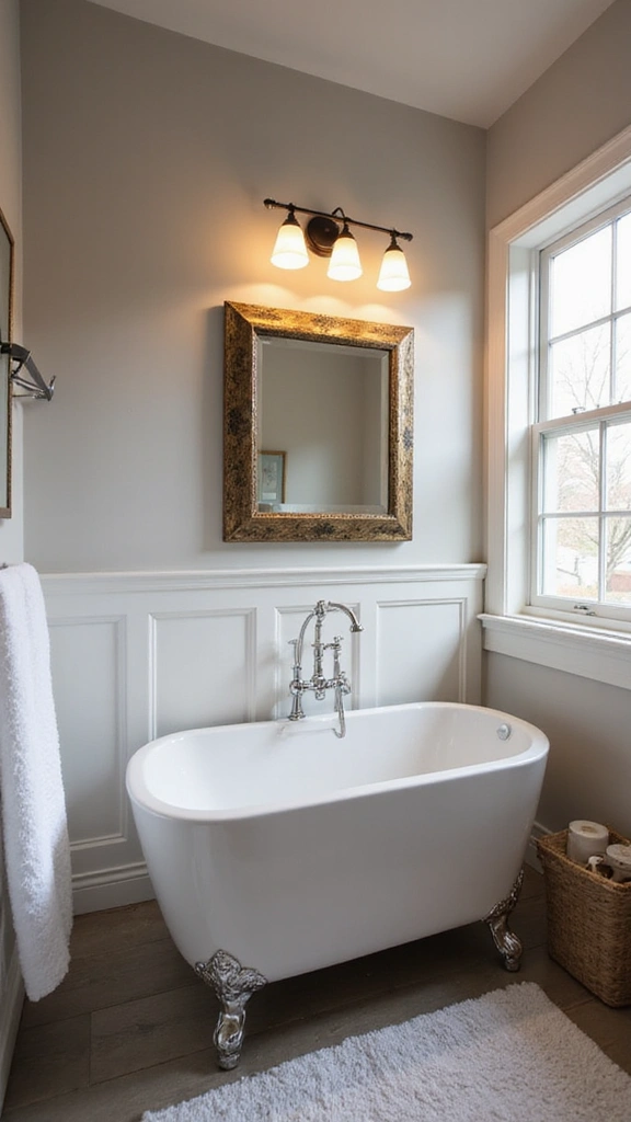 41 Small Bathroom Remodel with Tub Ideas That Save Space - 27. Statement Lighting