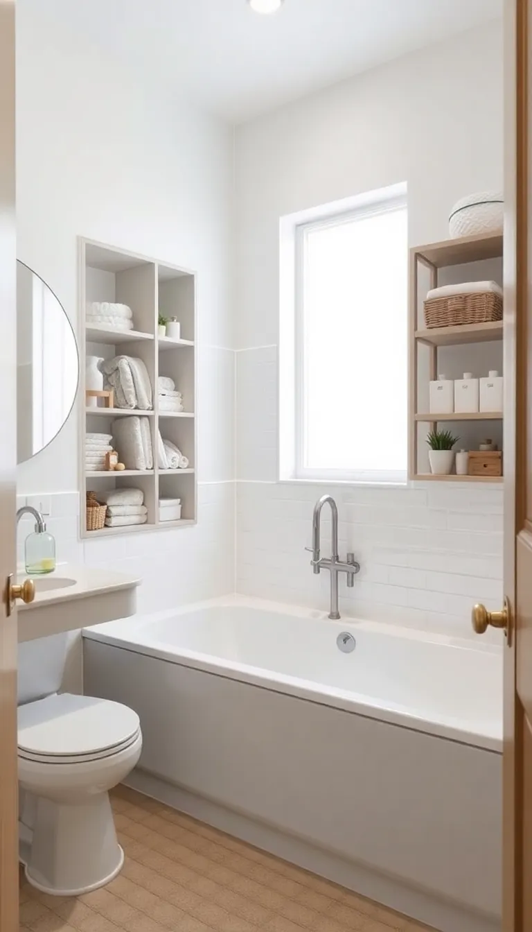 41 Small Bathroom Remodel with Tub Ideas That Save Space - 28. Hidden Storage