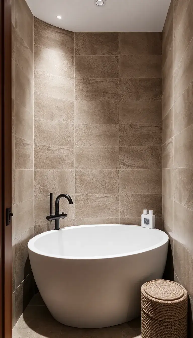 41 Small Bathroom Remodel with Tub Ideas That Save Space - 33. Textured Finishes