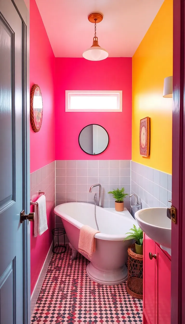 41 Small Bathroom Remodel with Tub Ideas That Save Space - 35. Vibrant Wall Colors