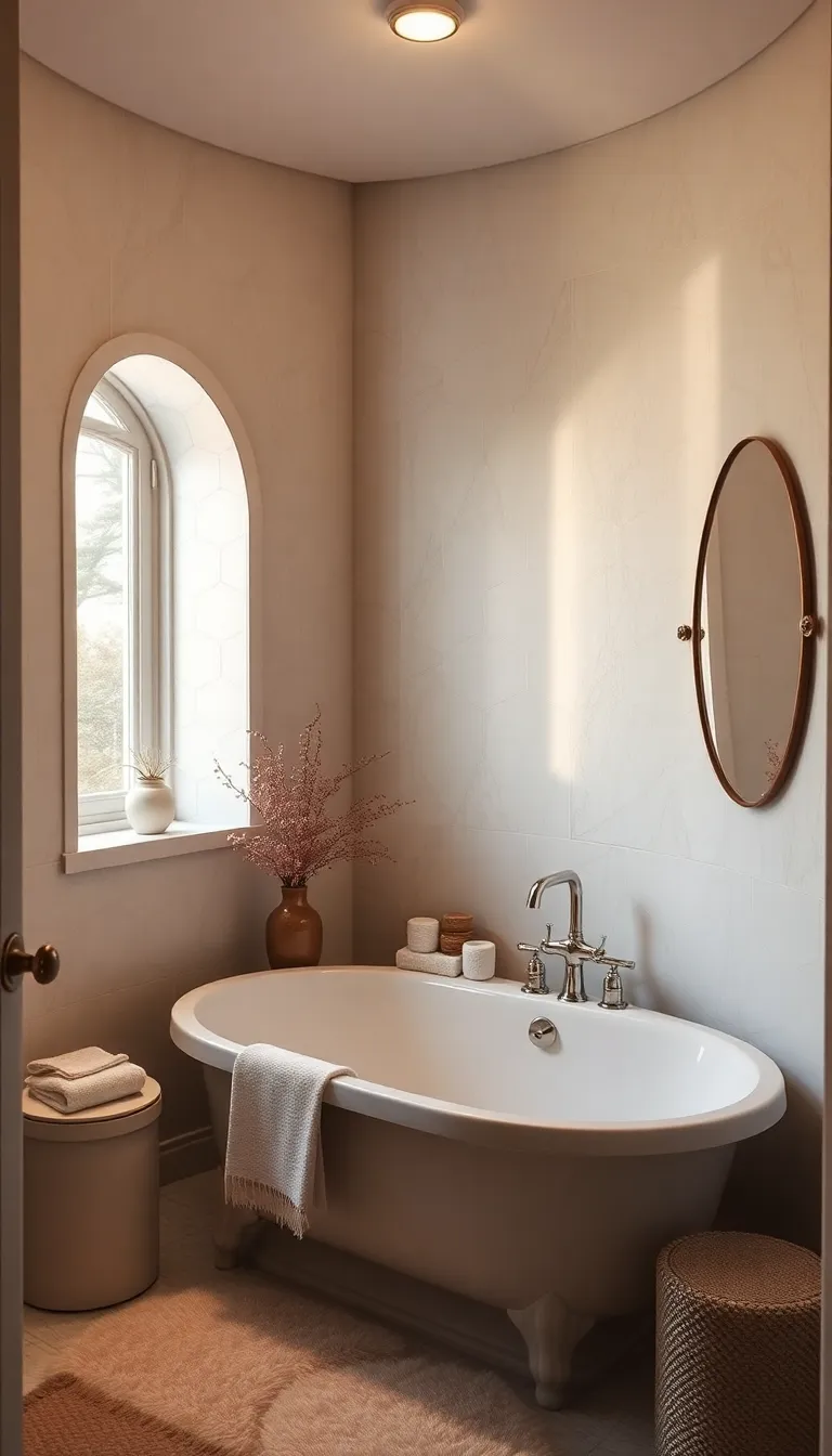 41 Small Bathroom Remodel with Tub Ideas That Save Space - 37. Soft Curves