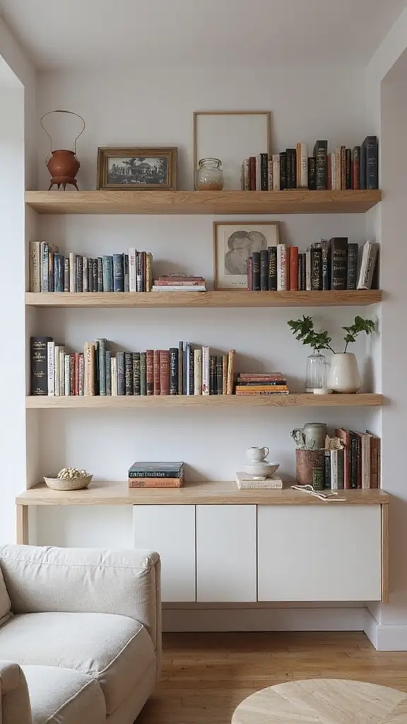 41 Small Space Home Decor Ideas That Feel Big - 2. Wall-Mounted Shelves