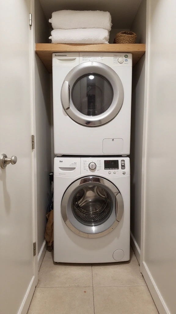 41 Tiny Bathroom Ideas with Shower Layouts That Actually Work - 16. Hideaway Laundry Solutions