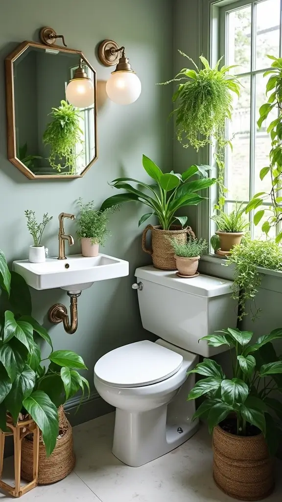 41 Tiny Bathroom Ideas with Shower Layouts That Actually Work - 18. Use of Plants for a Fresh Touch
