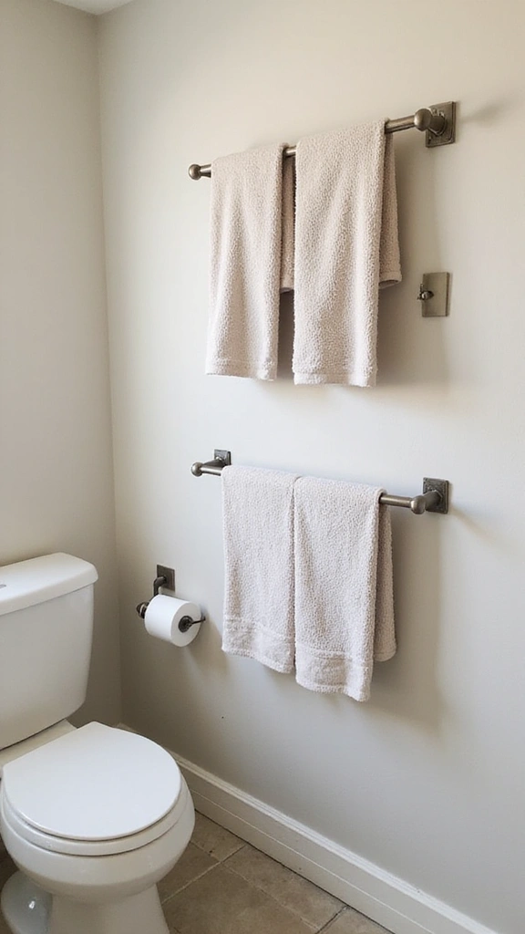 41 Tiny Bathroom Ideas with Shower Layouts That Actually Work - 27. Wall-mounted Towel Racks