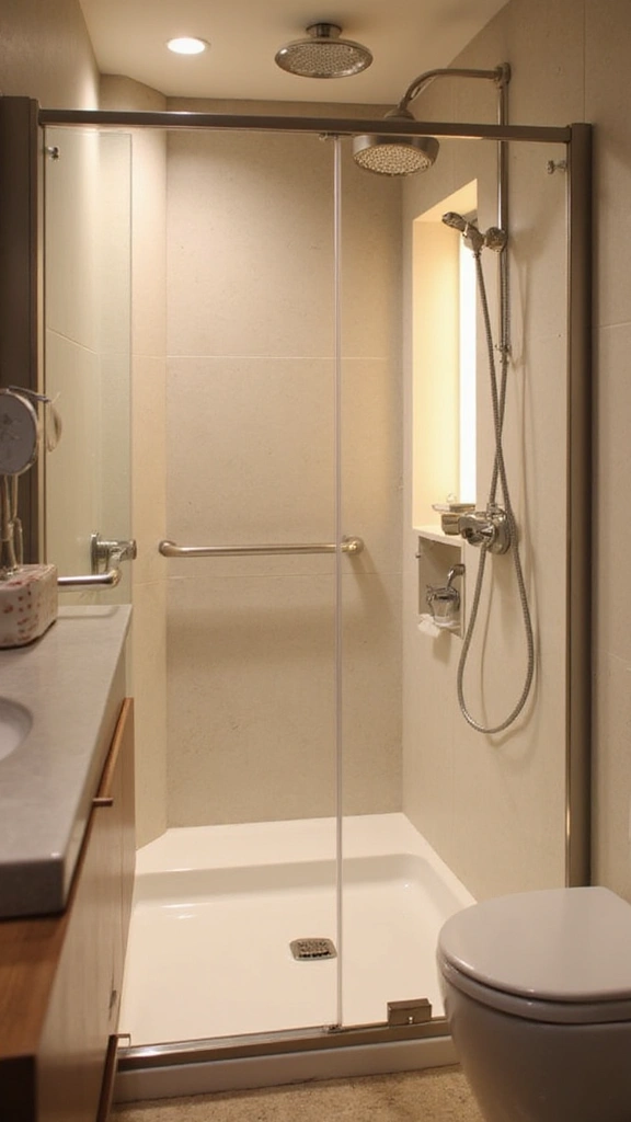 41 Tiny Bathroom Ideas with Shower Layouts That Actually Work - 29. Integrated Shower Lighting
