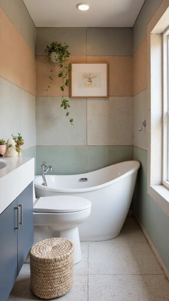 41 Tiny Bathroom Ideas with Shower Layouts That Actually Work - 33. Efficient Use of Color Blocking