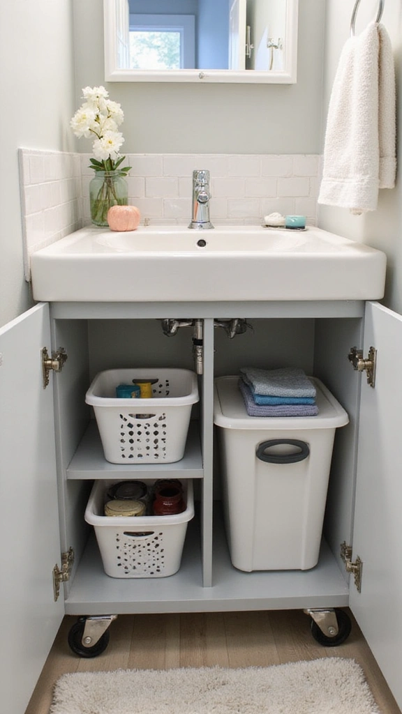 41 Tiny Bathroom Ideas with Shower Layouts That Actually Work - 34. Utilize Under-sink Storage