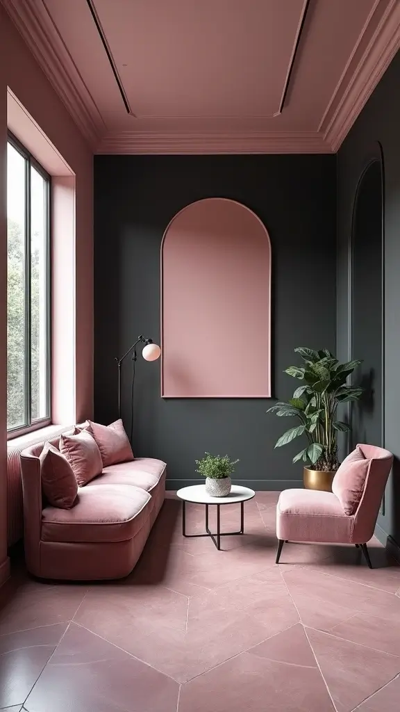 42 Bloxburg House Color Schemes That Look Amazing - 20. Charcoal and Soft Pink