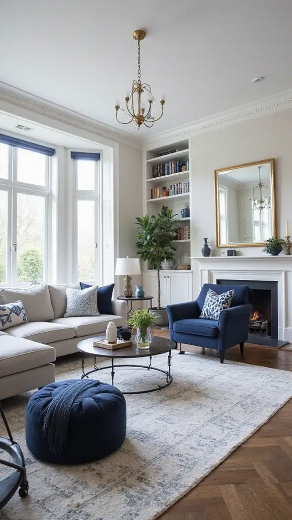 42 Bloxburg House Color Schemes That Look Amazing - 29. Elegant Navy and White