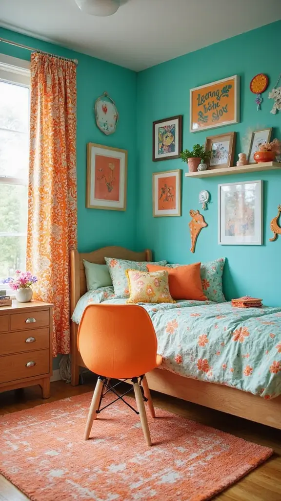 42 Bloxburg House Color Schemes That Look Amazing - 36. Playful Teal and Orange