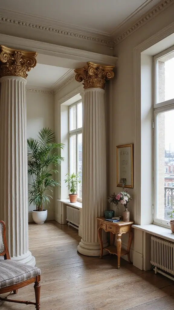42 Column Design Interior Modern Ideas That Stand Out - 14. Vintage-Inspired Columns