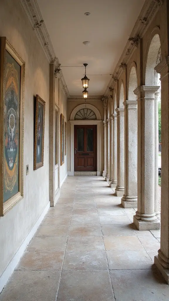 42 Column Design Interior Modern Ideas That Stand Out - 18. Columns with Hanging Art