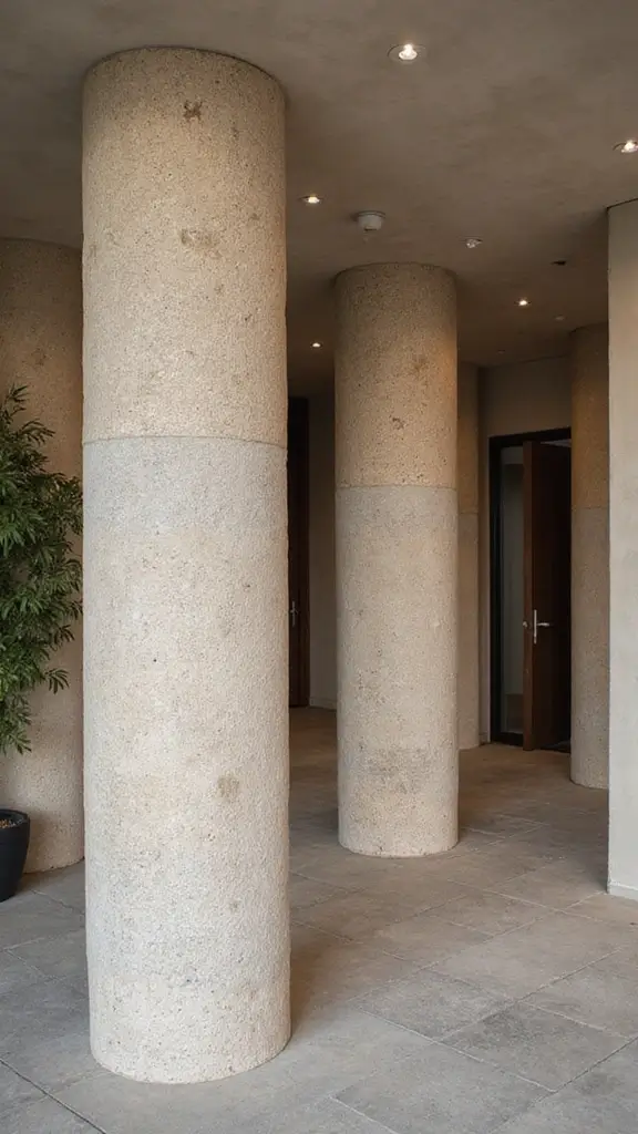 42 Column Design Interior Modern Ideas That Stand Out - 5. Column Cladding with Textures