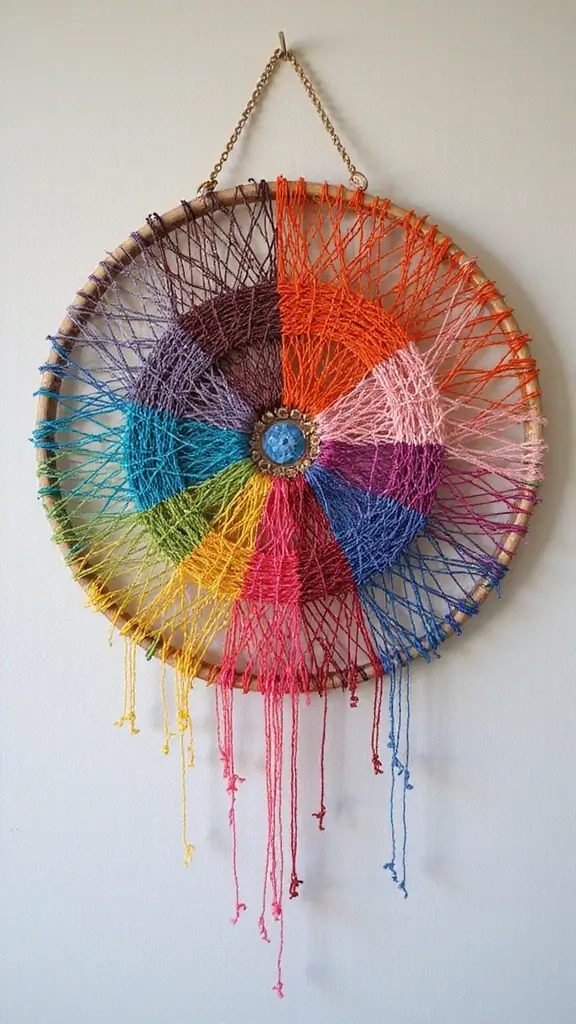 42 DIY Boho Home Decor Ideas That Look Dreamy - 13. Colorful String Art