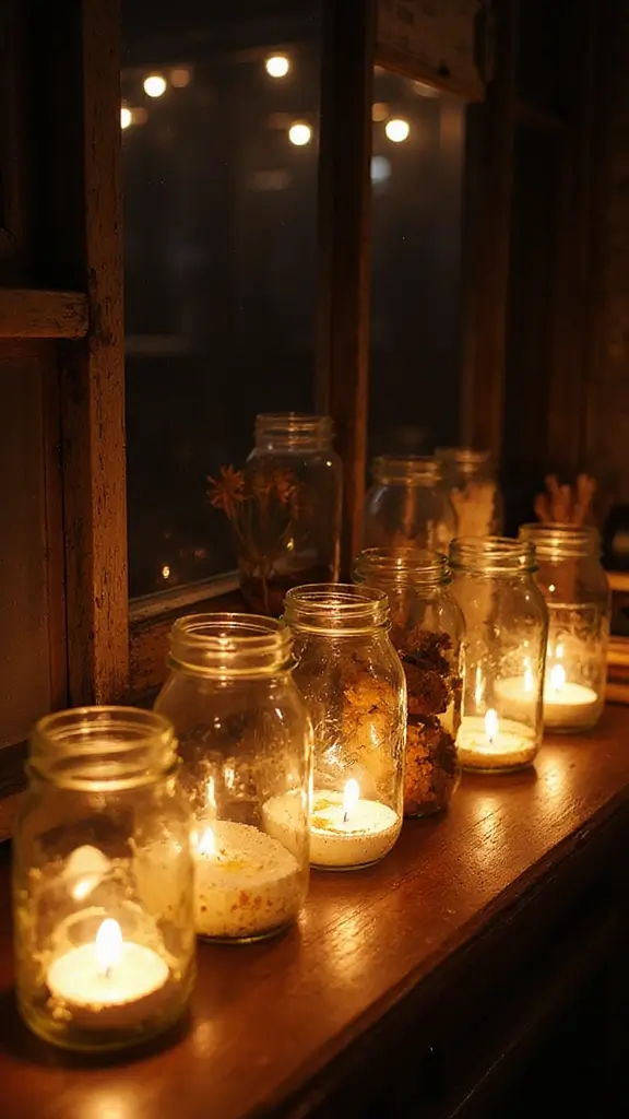 42 DIY Boho Home Decor Ideas That Look Dreamy - 15. Lighted Mason Jar Decor