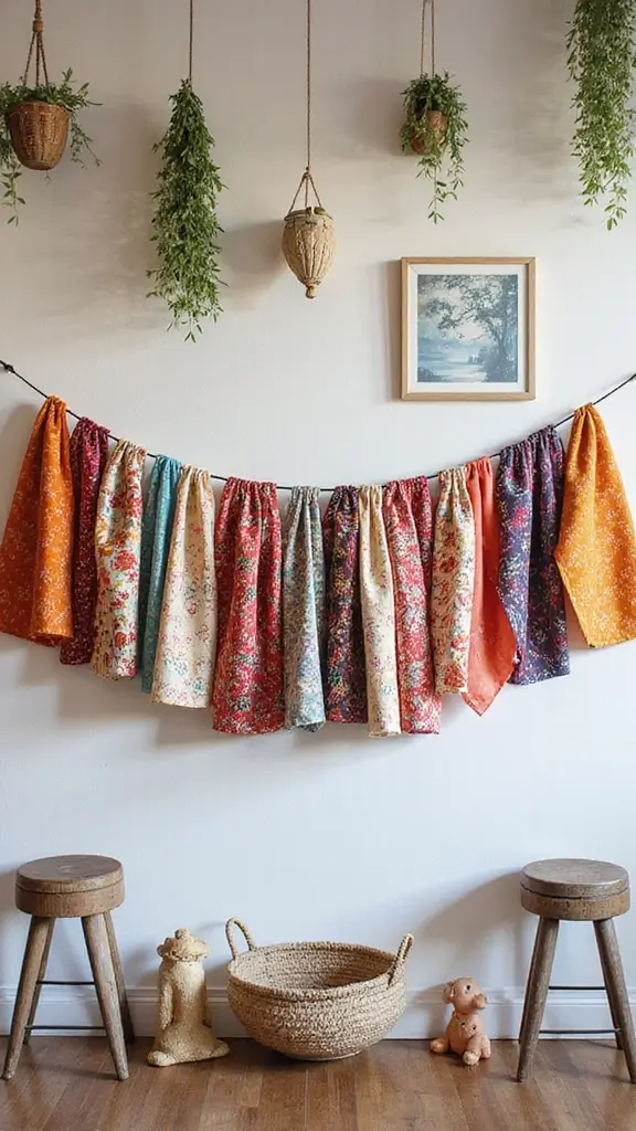 42 DIY Boho Home Decor Ideas That Look Dreamy - 17. Upcycled Fabric Banners