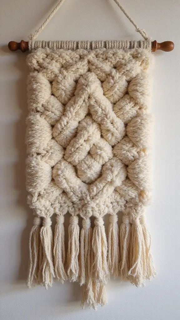 42 DIY Boho Home Decor Ideas That Look Dreamy - 34. Boucle Yarn Wall Hanging