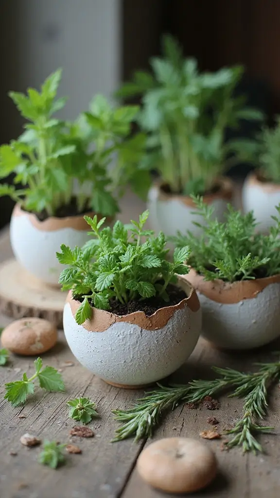 42 Easter Decor Ideas for the Home That Feel Fresh and Fun - 1. Upcycled Eggshell Planters