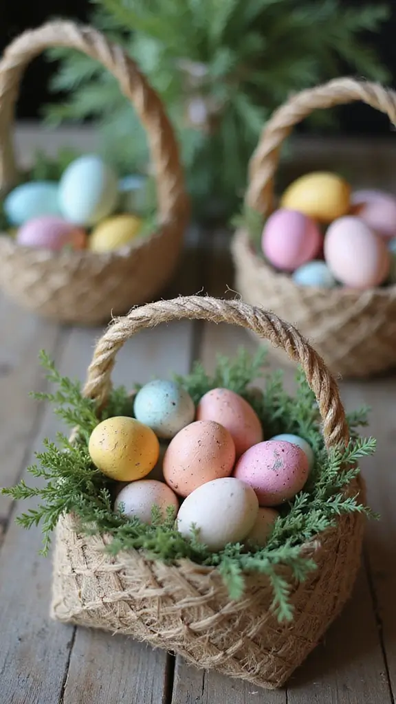 42 Easter Decor Ideas for the Home That Feel Fresh and Fun - 11. DIY Easter Baskets from Recycled Materials