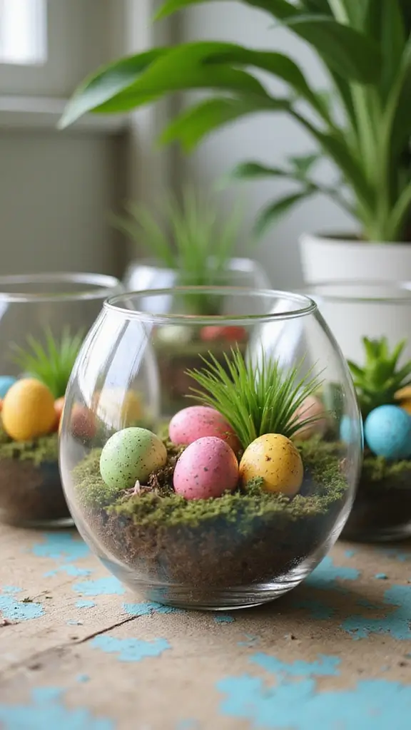 42 Easter Decor Ideas for the Home That Feel Fresh and Fun - 20. Terrarium Easter Eggs