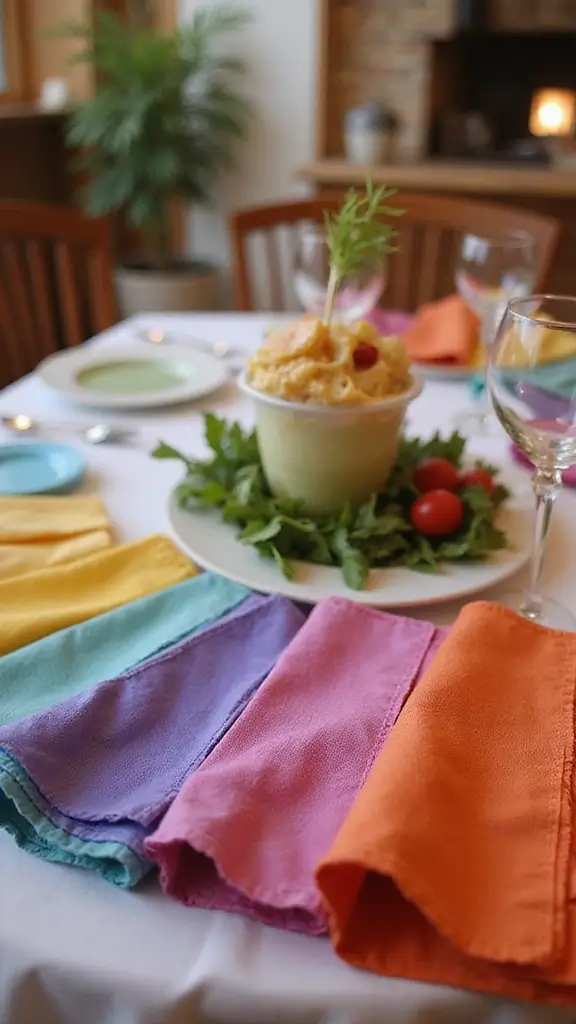 42 Easter Decor Ideas for the Home That Feel Fresh and Fun - 27. Colorful Cloth Napkins