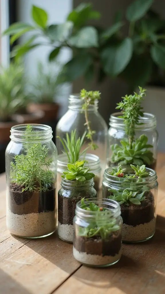 42 Easter Decor Ideas for the Home That Feel Fresh and Fun - 28. Miniature Garden Jars