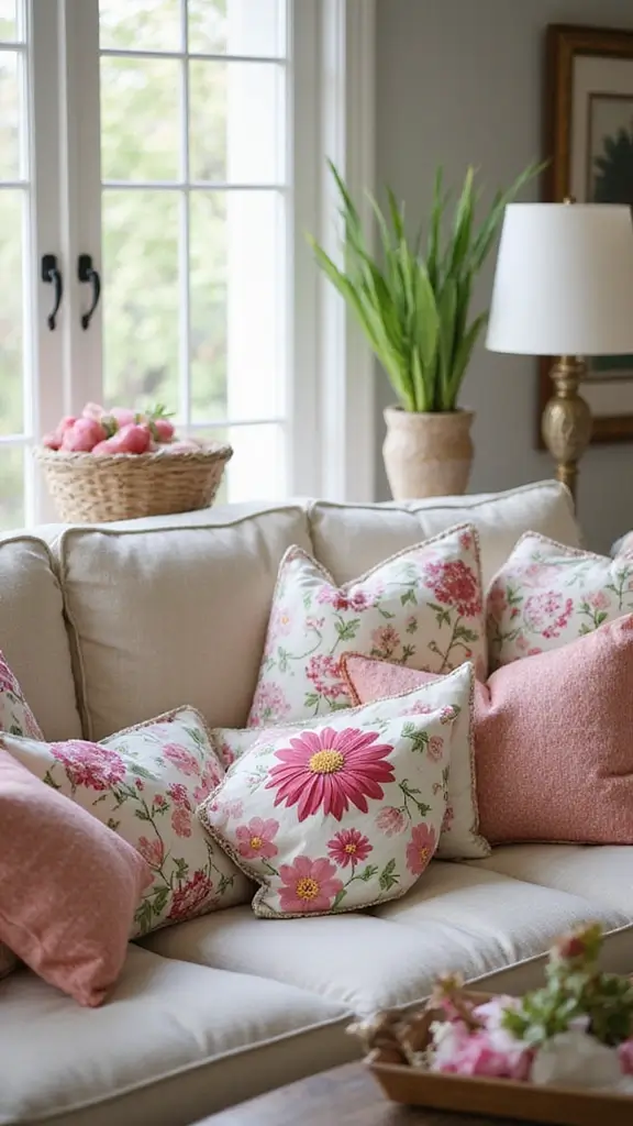42 Easter Decor Ideas for the Home That Feel Fresh and Fun - 34. Bright and Cheerful Pillow Covers