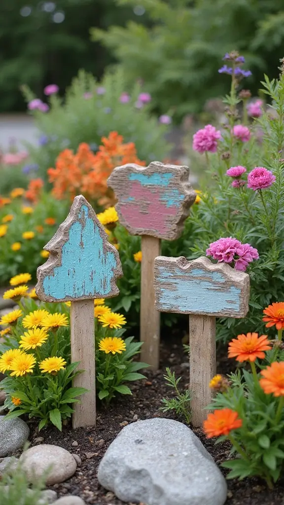 42 Easter Decor Ideas for the Home That Feel Fresh and Fun - 36. Colorful Garden Markers