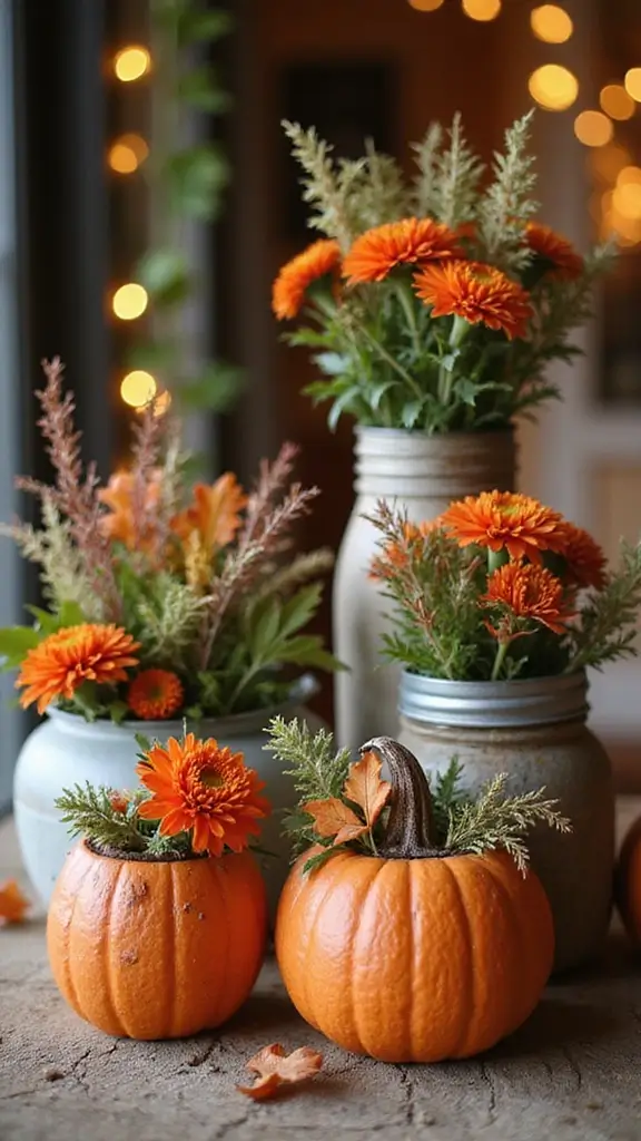 42 Fall Decor Ideas for the Home That Feel Warm & Cozy - 1. Upcycled Pumpkin Decor