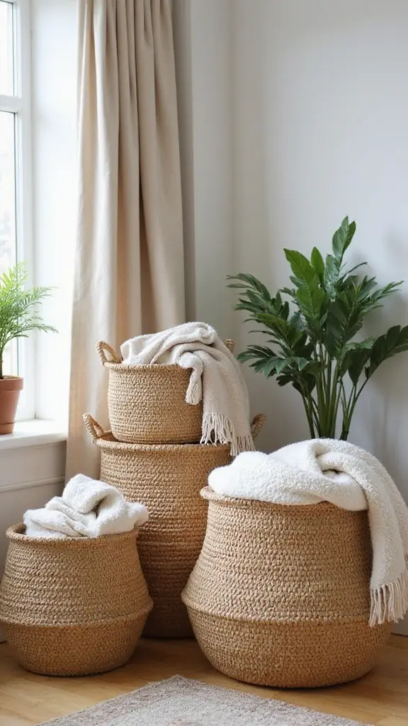 42 Fall Decor Ideas for the Home That Feel Warm & Cozy - 19. Decorative Storage Baskets