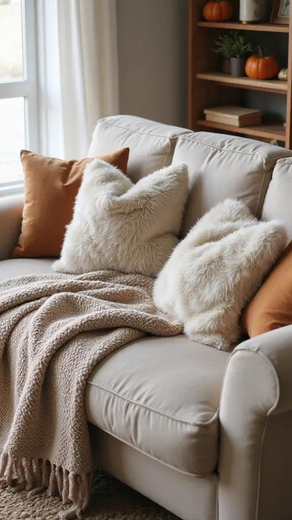 42 Fall Decor Ideas for the Home That Feel Warm & Cozy - 27. Faux Fur Accents
