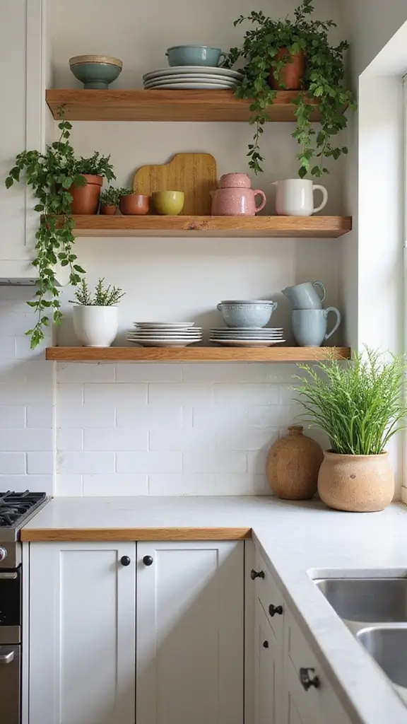 42 Home Decor Ideas for Kitchens That Feel Warm and Stylish - 11. Open Shelving
