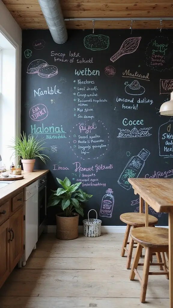 42 Home Decor Ideas for Kitchens That Feel Warm and Stylish - 16. Chalkboard Walls