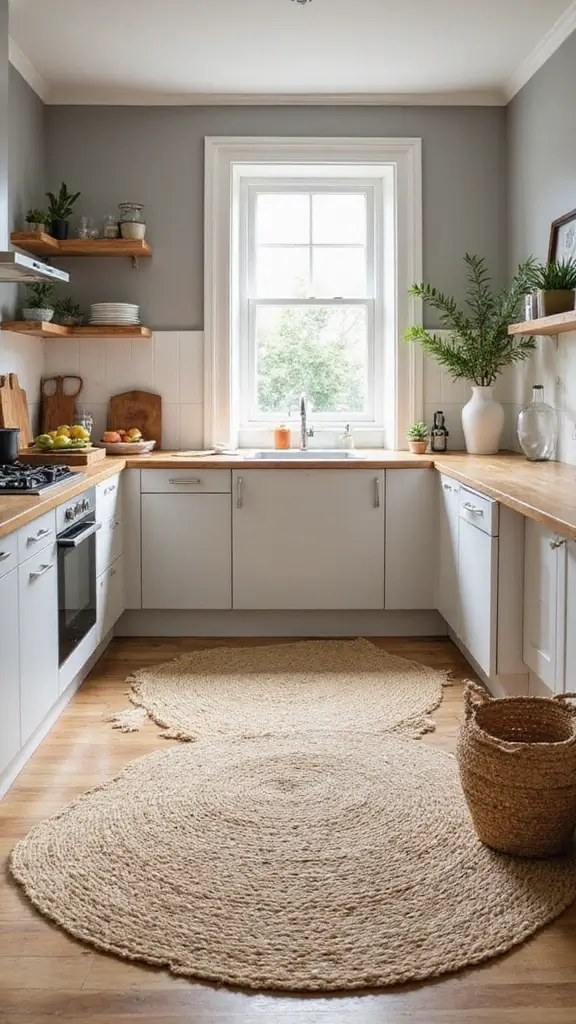 42 Home Decor Ideas for Kitchens That Feel Warm and Stylish - 18. Statement Rugs