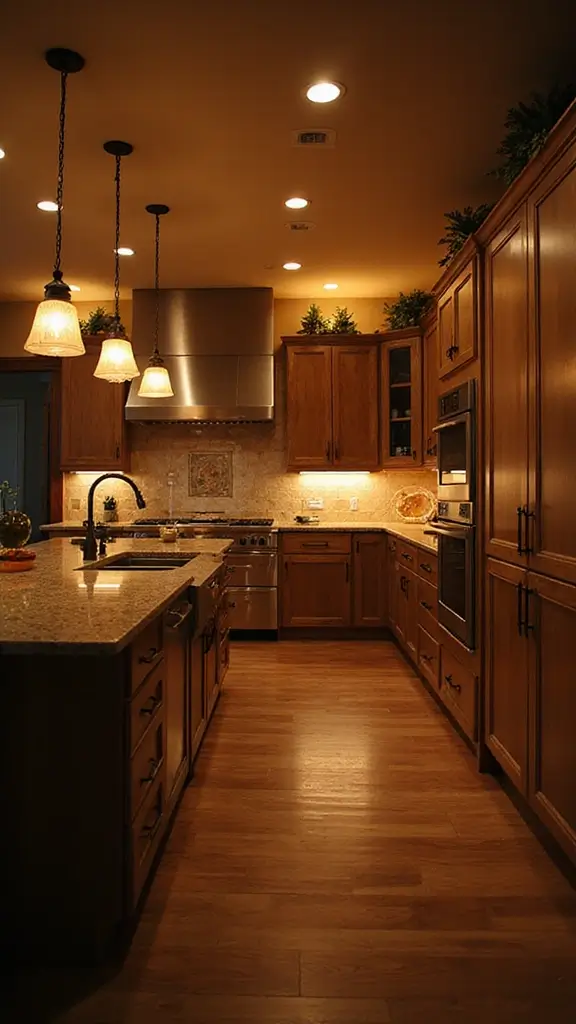 42 Home Decor Ideas for Kitchens That Feel Warm and Stylish - 23. Warm Lighting Layers